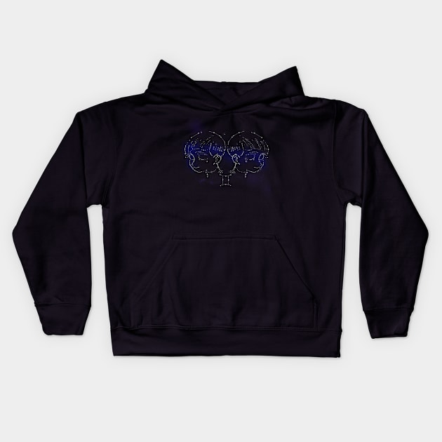 Copy of Gemini Twins Constellation Vash and Knives Painted Sky Kids Hoodie by Owlhana